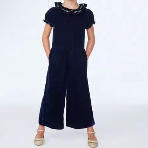 Janie and Jack Black Romper with Gold Embroidery Velvet